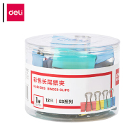 得力(deli) 彩色长尾票夹 8551ES 混色 1# 50mm 12只/筒
