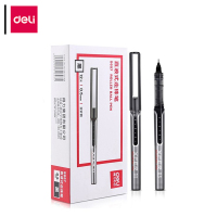 得力(deli) 全针管直液式走珠笔 中性笔 签字笔 水笔 书写工具 S657 0.5mm 黑色 12支/盒 单盒装