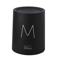 北欧风摇盖圆形垃圾桶(12L 黑 )