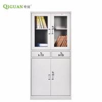 奇冠(QIGUAN)钢制中二斗文件柜 1800*850*390mm 灰白色