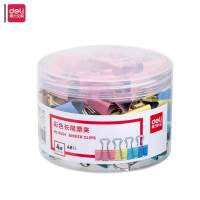 得力(deli)彩色长尾夹8554 混色 4# 48只/筒