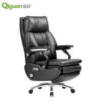 奇冠(QIGUAN)电动大班椅 黑色牛皮 75*68*119-125cm