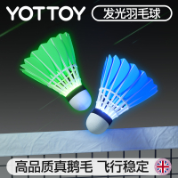 YOTTOY发光羽毛球夜光荧光发亮鹅毛耐打户外训练夜间亮灯带灯打球