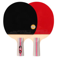 红双喜三星进阶乒乓球拍两只装H3星乒乓对拍2个纯木底板双面反胶 H3006直拍短柄×2只+贈2拍套