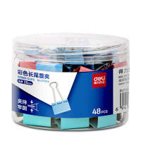 得力(deli)48只25mm彩色长尾夹票夹 4#中号 办公用品 48只/筒 TP204