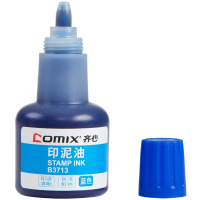 齐心(COMIX)12支40ml财务印章印泥快干清洁印油 财务印章印泥印油公章印油 办公用品 蓝 B3713