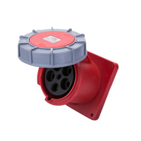 禾丰 工业航空插座 五芯暗装直座63A 红色 HFN-3352