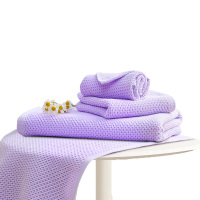 富安娜FUANNA清韵系列素色纯棉蜂窝毛方浴三件套