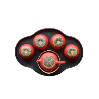 万仟堂 事事如意 陶瓷水果茶具 1壶1海4杯1盘(单位:套)朱漆釉