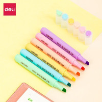 得力 S605 柔彩三角杆荧光笔(混) (6支/盒) 1盒装