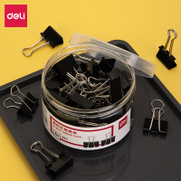 得力 8564-4#黑色长尾票夹25mm筒装(48只/筒)