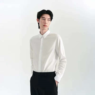 太平鸟(PEACEBIRD) 男士衬衫 内搭衬衫 白色
