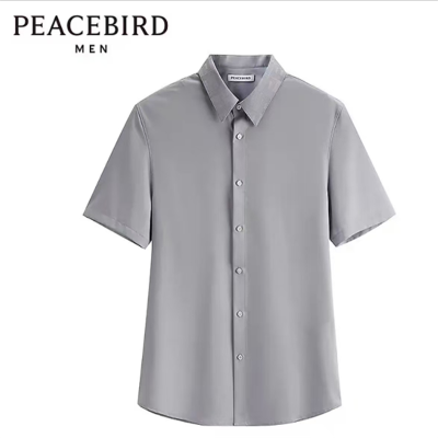 太平鸟(PEACEBIRD) 夏季男士衬衫 内搭衬衫 灰色