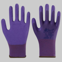 星宇红宇l309紫色舒适防滑耐磨透气乳胶发泡浸胶橡胶劳保手套 12双紫色大号 红宇L309