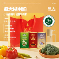 海天 铁罐三件套 500ml亚麻籽油*1+500ml小磨芝麻香油*1+500ml有机山茶油*1+重力感应油壶*1个 盒