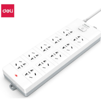得力(deli) 18275-05 新国标 10 位组合孔5米 防触电 大孔距总控开关插座/插排/插线板 单个装
