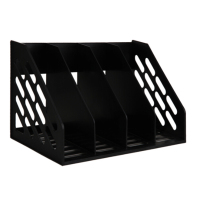 得力 (deli) 9840四联一体式文件框/文件筐/文件架 加厚稳固型 黑色