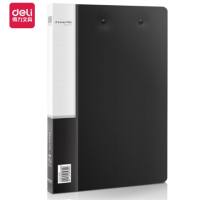 得力(deli)5302 A4金属双强力夹硬文件夹 大容量试卷资料夹诗朗诵签约夹板 黑色 1只