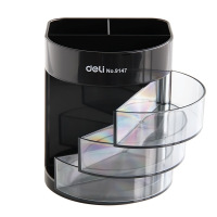 得力(deli)9147 三层多功能办公笔筒 创意桌面收纳盒 颜色随机 12个