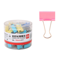 得力(deli)8555ES彩色长尾夹票夹金属燕尾夹票据夹子40只19mm