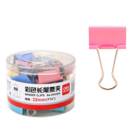 得力(deli)8553ES彩色长尾夹票夹 3#金属燕尾夹票据夹子24只32mm