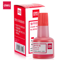 得力(deli )9874ES 40ml财务印章快干清洁印油印泥 财务办公用品 红色 2个