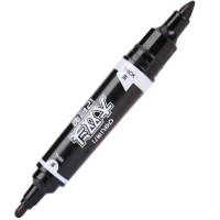 得力(deli)S555大双头多用记号笔签字笔 勾线笔会议笔马克笔 10支/盒 黑色