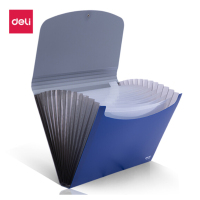 得力(deli)5558 A4/13格飞盘扣式双色风琴包 学生试卷包资料册文件包 蓝