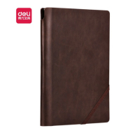 得力(deli)22259 厚商务笔记本子文具 斜绑带复古皮面本记事本办公用品25K120张 棕色