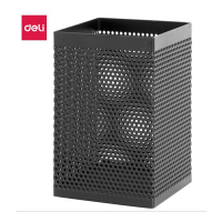 得力(deli) 908 金属网纹方形笔筒 黑色