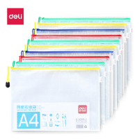 得力(deli) 5654 A4透明文件袋网格拉链袋 10个/包装