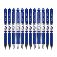 得力(deli) S01 0.5mm按动中性笔弹簧头 蓝色 12支/盒
