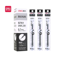 得力(deli) S761 0.7mm中性笔笔芯子弹头替芯 黑色 20支/盒