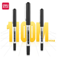 得力(deli) S656 0.5mm直液笔中性笔 子弹头签字笔 12支/盒 黑色