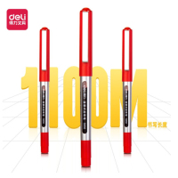 得力(deli) S656 0.5mm直液笔中性笔 子弹头签字笔 12支/盒 红色
