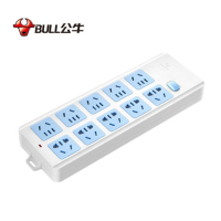 公牛(bull) GN-605 新国标/插线板/插排/超功率过载保护 10位总控开关 无线(需自行配电源线和插头)