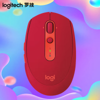 罗技(Logitech) M590 轻音鼠标 无线蓝牙双模 2台设备秒切换 办公鼠标 对称鼠标 带优联接收器 宝石红