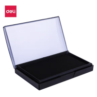 得力(deli) 9864 137*88mm透明外壳方形快干印台印泥 办公用品 黑色