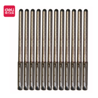 得力(deli) S43 0.38mm全针管财务中性笔 优雅十字纹细杆 12支/盒 黑色