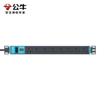 公牛16A大功率PDU机柜插座/插线板/插排/排插 超功率保护+智能电流表 8位总控全长1.8米GNE-108DEV