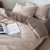 洁丽雅 轻奢感四件套 60支长绒棉 提花四件套纯棉床单被套全棉床上用品 1.5m床床单款四件套-适合200x230