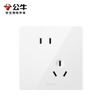 公牛(BULL)开关插座/86型暗装墙壁插座/网络面板/大面板白色 斜五孔10只
