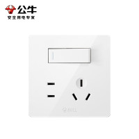 公牛(BULL)开关插座/86型暗装墙壁插座/网络面板/大面板白色 一开双控五孔10只