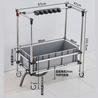 XMSJ 拖把架落地式挂架可移动放扫把架墩布收纳清洁水池置物架子拖把池80cm盆5挂6钩