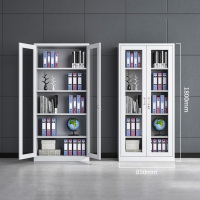 圣隆苏 钢制办公室资料档案柜财务凭证柜收纳整理带锁储物柜通玻文件柜铁皮柜 宽850*深390*高1800mm