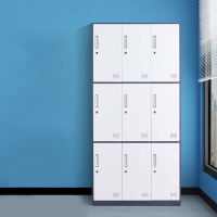 圣隆苏 员工更衣柜套色换衣柜健身房咖白黑色白色存包柜浴室带锁储物柜 九门灰白套色 高1850*宽900*深500mm