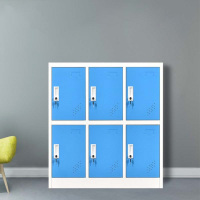 圣隆苏彩色员工带锁储物柜小六门高1000宽900深420mm单门尺寸高420宽265深400玫红蓝黄咖白色多种颜色可选