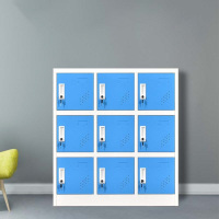 圣隆苏彩色员工带锁储物柜小九门高1000宽900深420mm单门尺寸高270宽265深400玫红蓝黄咖白色多种颜色可选