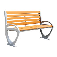 豆乐奇户外公园长椅塑木防腐实木塑木双人靠背休闲铸铝长条椅厂区座椅