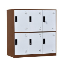 豆乐奇钢制加厚员工储物柜咖白套色6门寄存柜